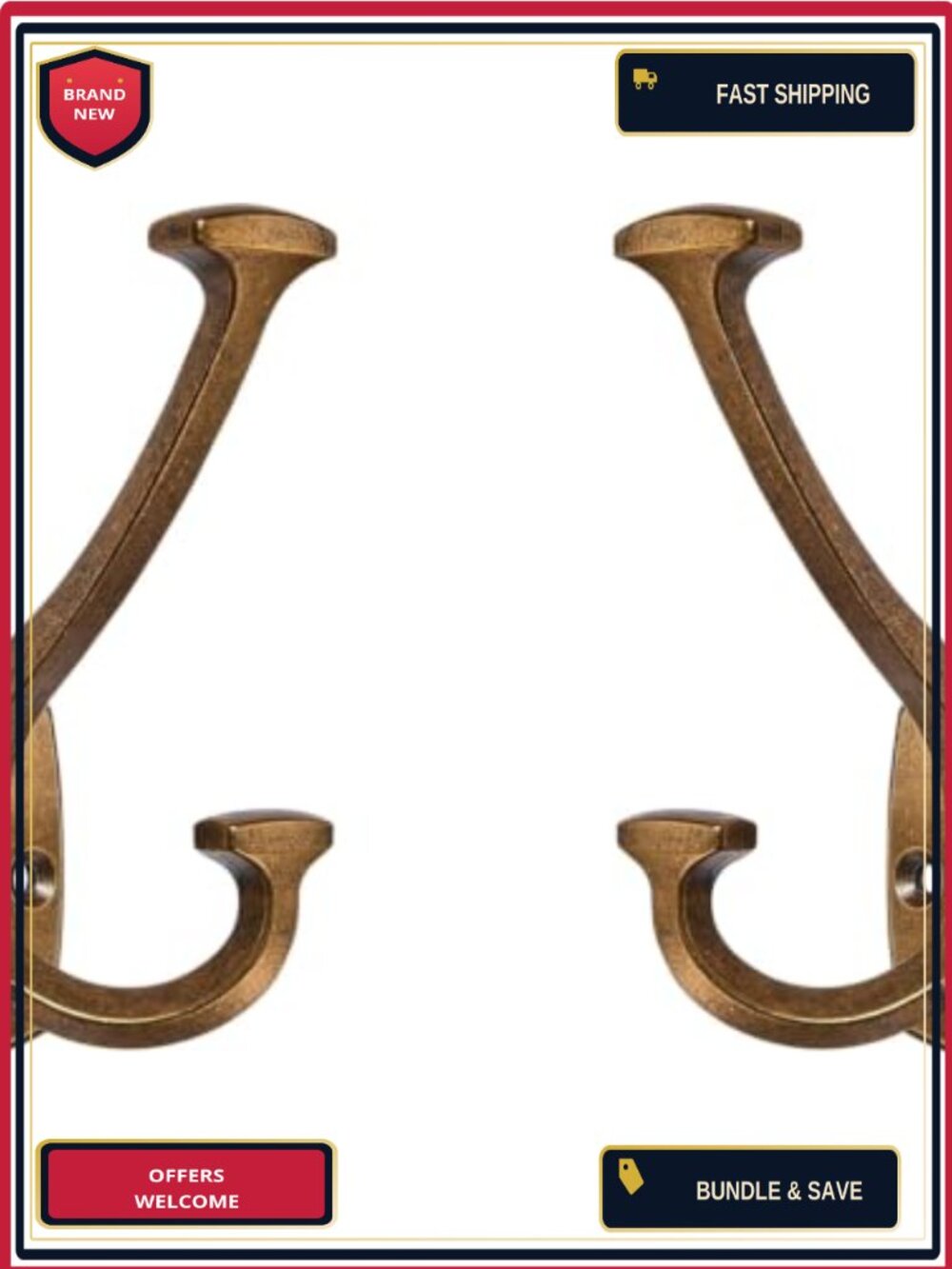 Heavy Duty Double Sided Solid Zinc Coat Hooks for Hats Towels Bags